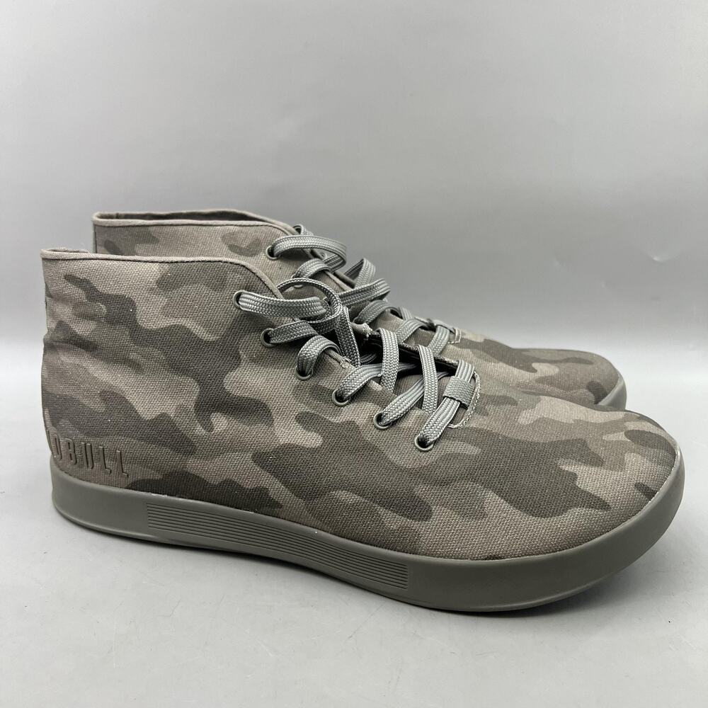 Nobull Camo Canvas Mid Trainer Shoes Men Size 10.5 Green Brown Gym Lace Sneakers
